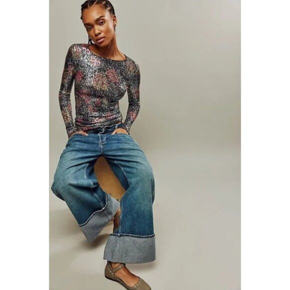 NWOT Free People multicolour floral sequin top, S - Picture 14 of 16